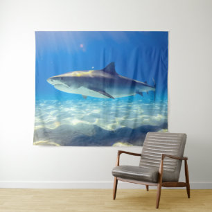 Hai schwimmen Blaues Meer Wandteppich