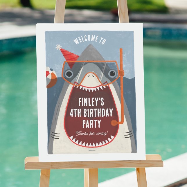 Hai-Sommer-Poolparty-Geburtstags-Willkommensschild Poster (Von Creator hochgeladen)