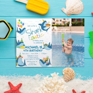 Hai-Tastic Ganzjährig Foto Geburtstagsparty Einladung