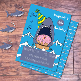 Hai Thema Kinder Geburtstag Blue Einladungen