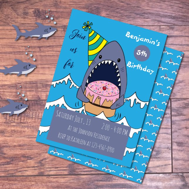 Hai Thema Kinder Geburtstag Blue Einladungen (Personalize it with your own info . 
Also available for digital download . 
)