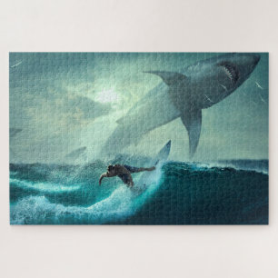 Hai- und Surfer-Ozean-Puzzle Puzzle