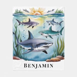 Hai unter dem Meer Junge Geburtstagsgeschenk Fleecedecke