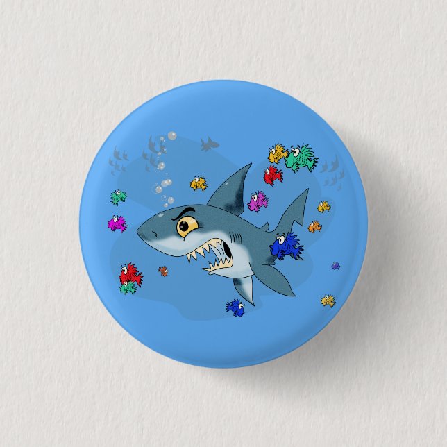 Hai unter Fischen Button (Vorderseite)