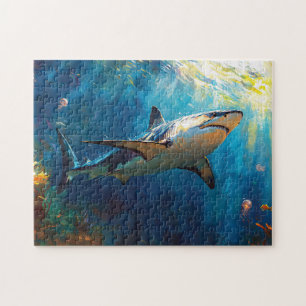 Hai unter Wasser mit Quallen Puzzle