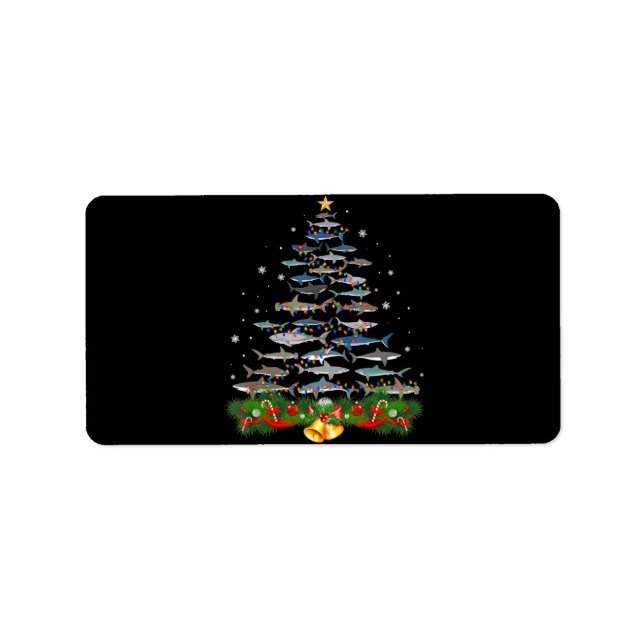 Hai Weihnachtsbaum Hai Liebhaber Geschenke Adressaufkleber (Vorne)