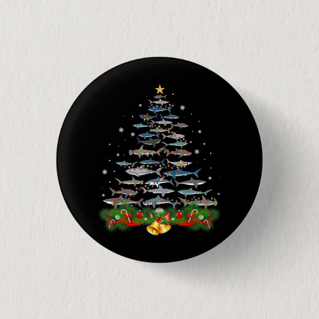 Hai Weihnachtsbaum Hai Liebhaber Geschenke Button (Vorderseite)