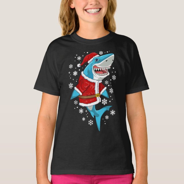 Hai Weihnachtsgeschenk Jungs Kinder santa sharkmas T-Shirt (Vorderseite)