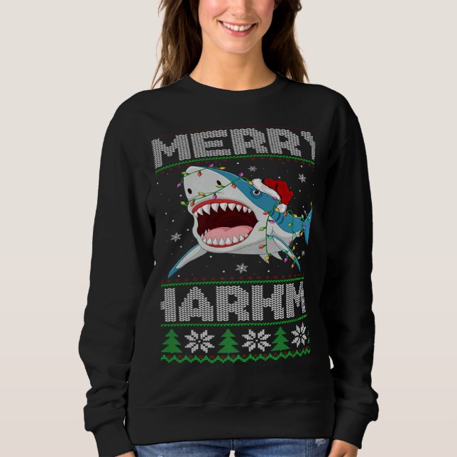 Hai-Weihnachtslichter Hai-Hässlich-Frohe-Hai-Weihn Sweatshirt (Vorderseite)