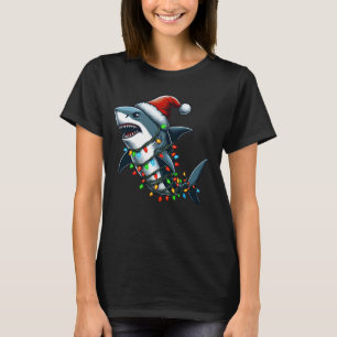 Hai Weihnachtsmannmütze Weihnachtsleuchten Jungen T-Shirt