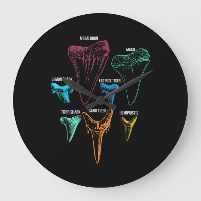 Hai-Zahnradjagd - Crazy Shark Gifts Große Wanduhr (Vorderseite)