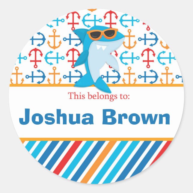 Hai zurück zur Schule Personalisierte Rundkleber Runder Aufkleber (Vorderseite)