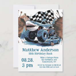 Haiangriff Monster Truck Birthday Bash Einladung