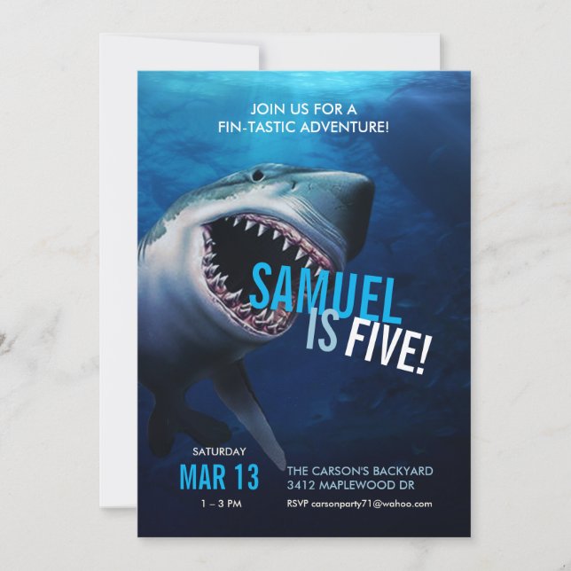 Haiangriff | Ocean Invasion Boys Geburtstag Einladung (Vorderseite)