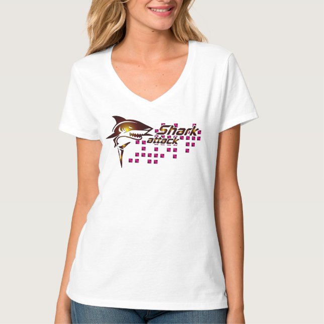 Haiangriff V-Shirt T-Shirt (Vorderseite)