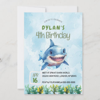 Haiangriffe Ozean Einladung Boys Geburtstag