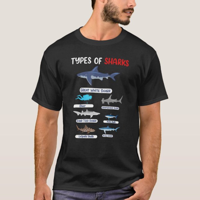 Haiarten Meeresbiologie T-Shirt (Vorderseite)