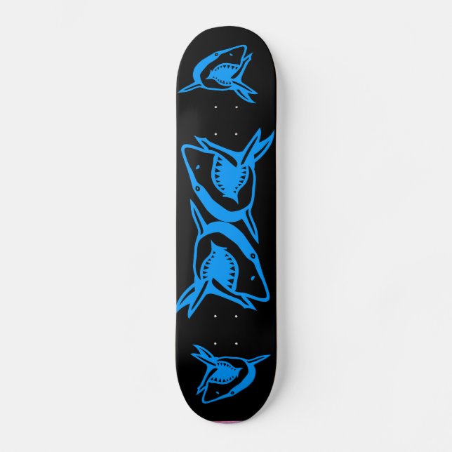 Haiblau UND SCHWARZE Skateboarddecke Skateboard (Vorderseite)