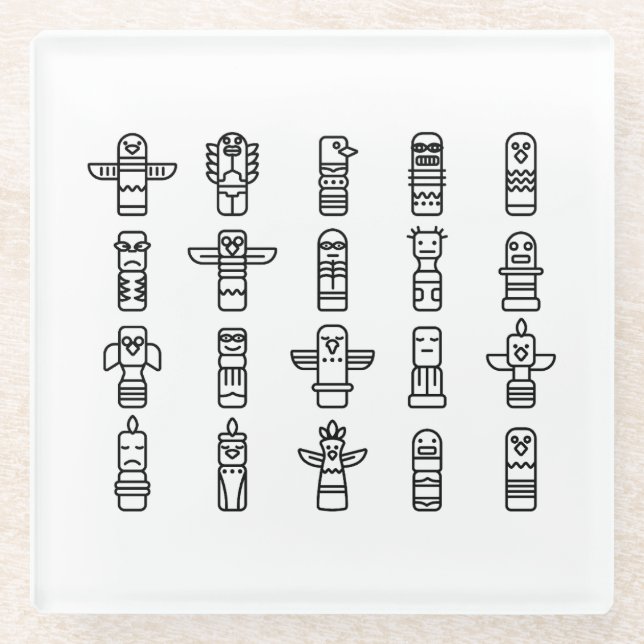 Haida Animals Native Amerikanischen Ureinwohners H Glasuntersetzer (Vorderseite)