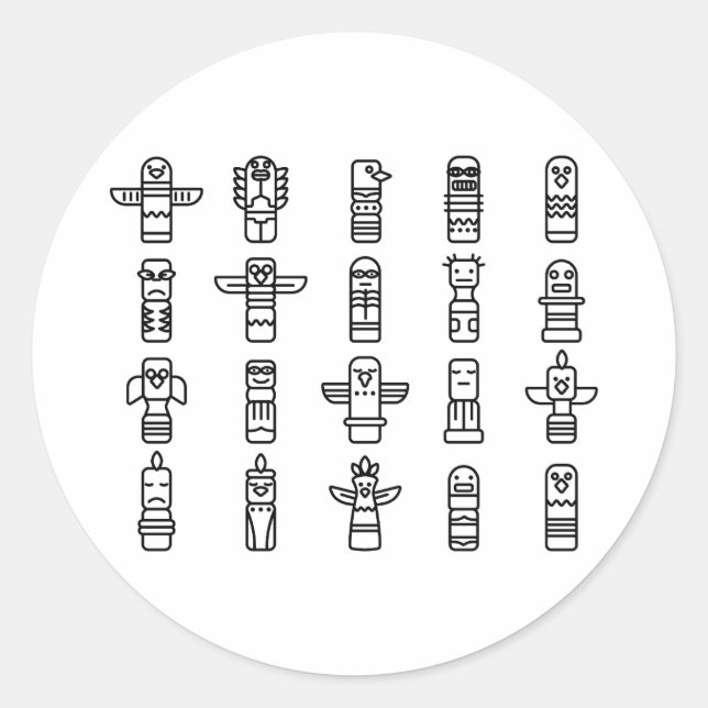 Haida Animals Native Amerikanischen Ureinwohners H Runder Aufkleber (Vorderseite)