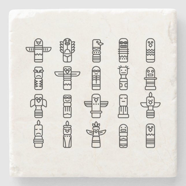 Haida Animals Native Amerikanischen Ureinwohners H Steinuntersetzer (Vorderseite)