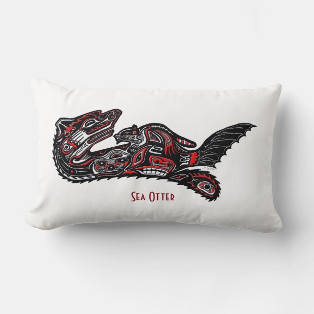 Haida Art-Style Sea Otter Wildlife Throw Kissen (Vorderseite)