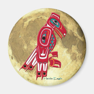 HAIDA EAGLE & FULL MOON Native American Art Magnet