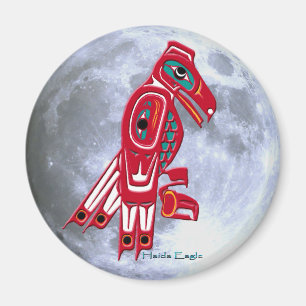 HAIDA EAGLE & FULL MOON Native American Art Magnet