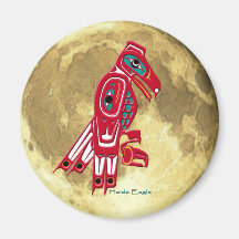HAIDA EAGLE & FULL MOON Native American Art Magnet