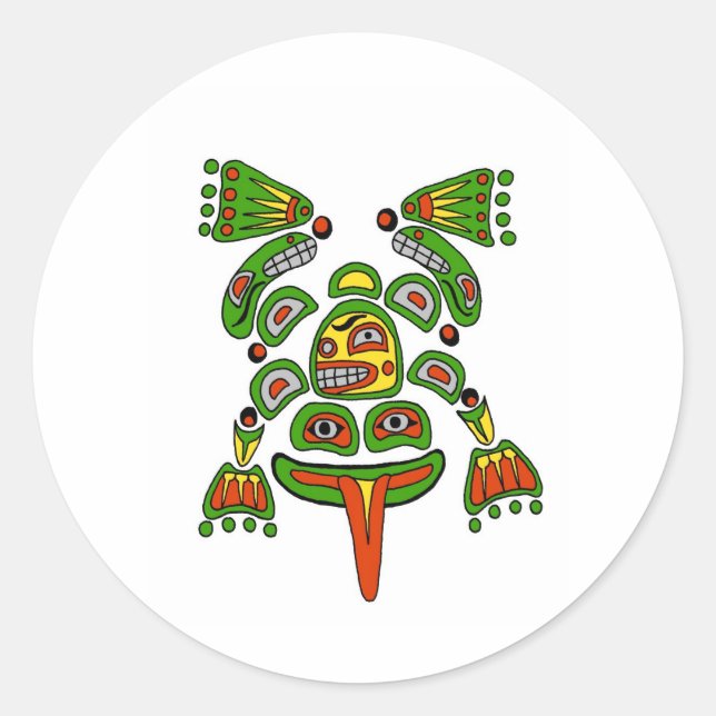 Haida Frosch Runder Aufkleber (Vorderseite)