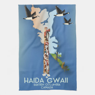 Haida Gwaii British Columbia kanadische Karte Geschirrtuch