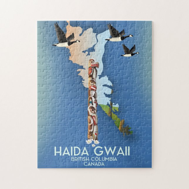 haida gwaii British Columbia Kanadische Karte Puzzle (Vertikal)