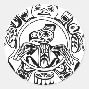 Haida-Kunst - Indigene amerikanische Haidia-Design Runder Aufkleber