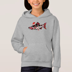 Haida Lachs Geist Tier mit Weihnachtsbeleuchtung Hoodie