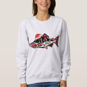 Haida Lachs Geist Tier mit Weihnachtsbeleuchtung Sweatshirt