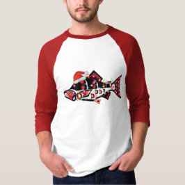 Haida Lachs Geist Tier mit Weihnachtsbeleuchtung T-Shirt