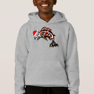 Haida-Lachs-Spirit-Tier Mit Weihnachtsbeleuchtung Hoodie
