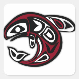 Haida Orca Pazifik Nordwestküste Killer Whale Quadratischer Aufkleber