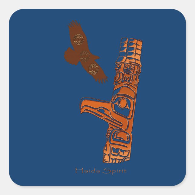 HAIDA SPIRIT Adler & Totem Pole Art Stickers (Vorderseite)