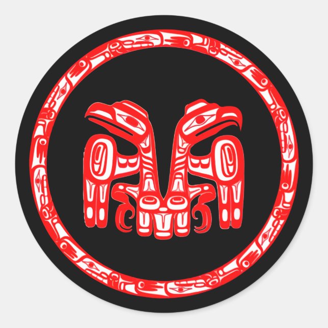 Haida Stamm Indianeramerikanisches Wappen Runder Aufkleber (Vorderseite)