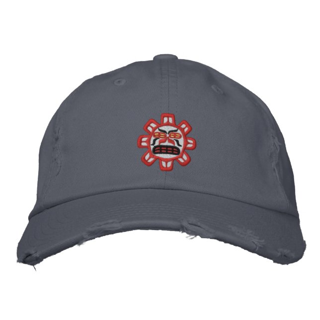 Haida Sun Bestickte Baseballkappe (Vorderseite)