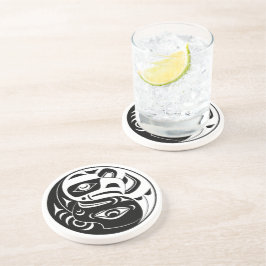 Haida Thunderbird Black and White Eagle Circle Getränkeuntersetzer