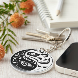 Haida Thunderbird Black and White Eagle Circle Schlüsselanhänger