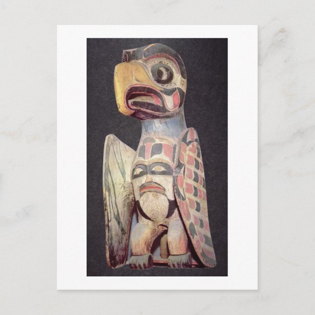 Haida-"Thunderbird" Statue (gemaltes Holz) Postkarte (Vorderseite)