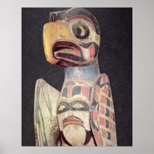 Haida 'Thunderbird' statue (painted wood) Poster