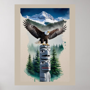 Haida Totem und Bald Eagle Poster