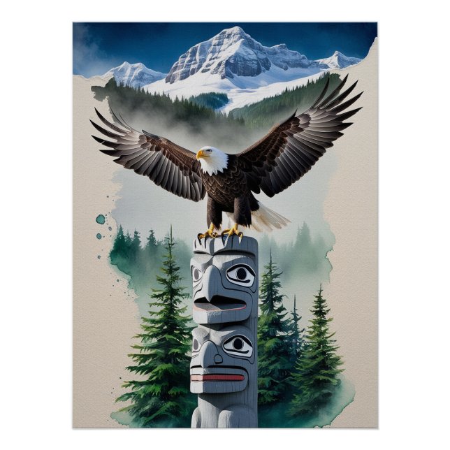 Haida Totem und Bald Eagle Poster (Vorderseite)