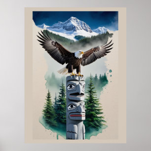 Haida Totem und Bald Eagle Poster