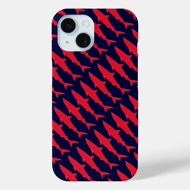 Haie coole rote und blaue Muster Case-Mate iPhone Hülle (Rückseite)