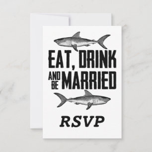 Haie Essen Trinken und seien verheiratet Schwarz W RSVP Karte